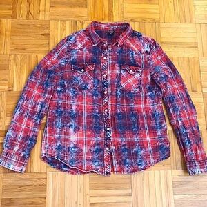 Tinsel Town Plaid Snap Button Shirt, XS